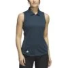 Adidas Women's Texture Sleeveless Polo -Golf Promotion Store adidas 2023 womens texture sleeveless polo arctic night front itempicture