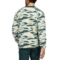 Adidas Texture Print Crewneck -Golf Promotion Store adidas fw22 texture print crewneck linen green back itempicture