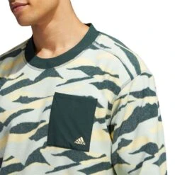 Adidas Texture Print Crewneck -Golf Promotion Store adidas fw22 texture print crewneck linen green shoulder detail itempicture