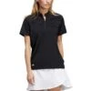 Adidas Women's Short Sleeve Mock Neck Polo -Golf Promotion Store adidas ss22 womens short sleeve mock neck polo black itempicture