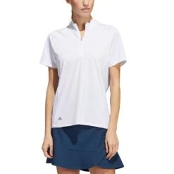 Adidas Women's Short Sleeve Mock Neck Polo -Golf Promotion Store adidas ss22 womens short sleeve mock neck polo white itempicture