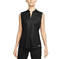 Nike Women's Dri-FIT Victory Embossed Sleeveless Polo -Golf Promotion Store nike womens dri fit victory embossed sleeveless polo black itempicture