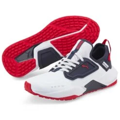 Puma GS.One Golf Shoes White/Navy Blazer/Ski Patrol -Golf Promotion Store puma gs one golf shoes white navy blazer ski patrol pair itempicture